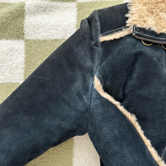 Wilsons Leather — Vintage Navy Blue y2k Suede Leather Jacket - Picture 4 of 8